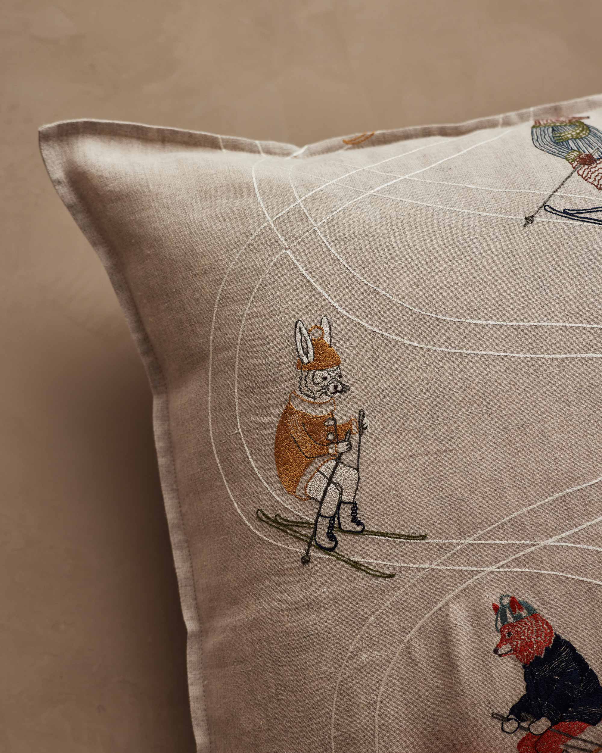 Downhill Skiers Pillow