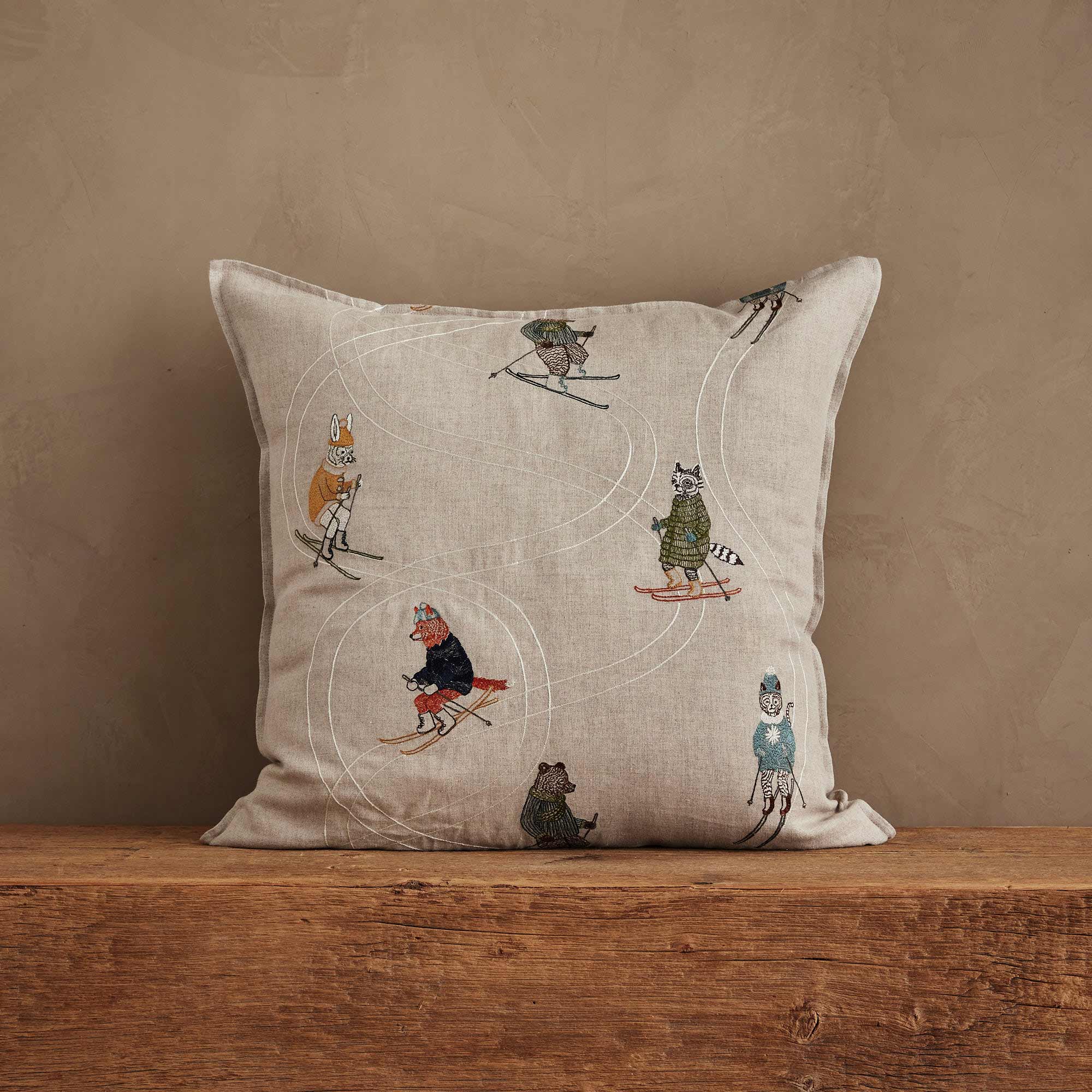 Downhill Skiers Pillow