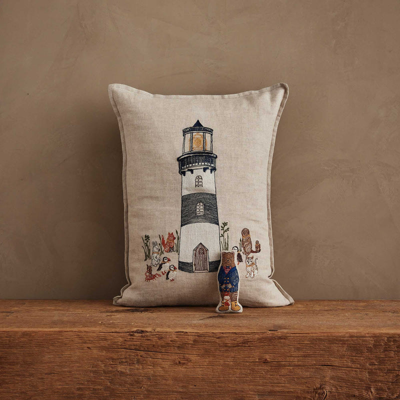 18x18 Inch Lighthouse Nautical Pillow Cover - Cotton Linen Decorative Throw Cover For Sofa, Bed, Or Chair