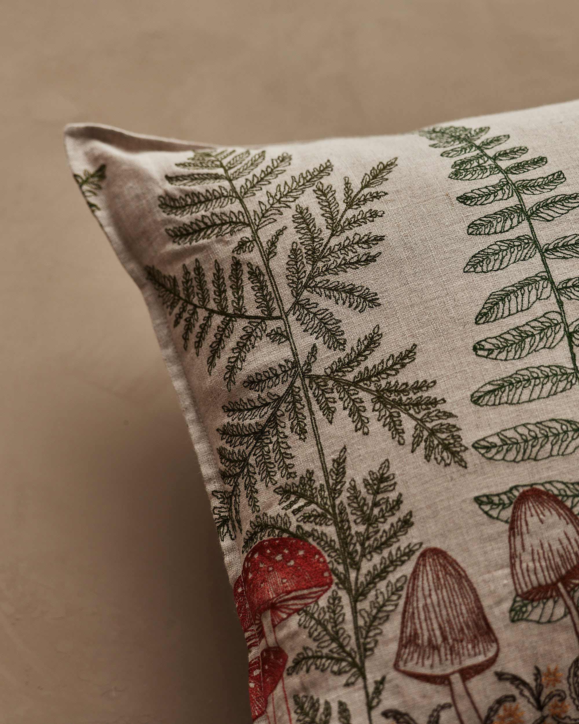 Mushrooms and Ferns Lumbar Pillow