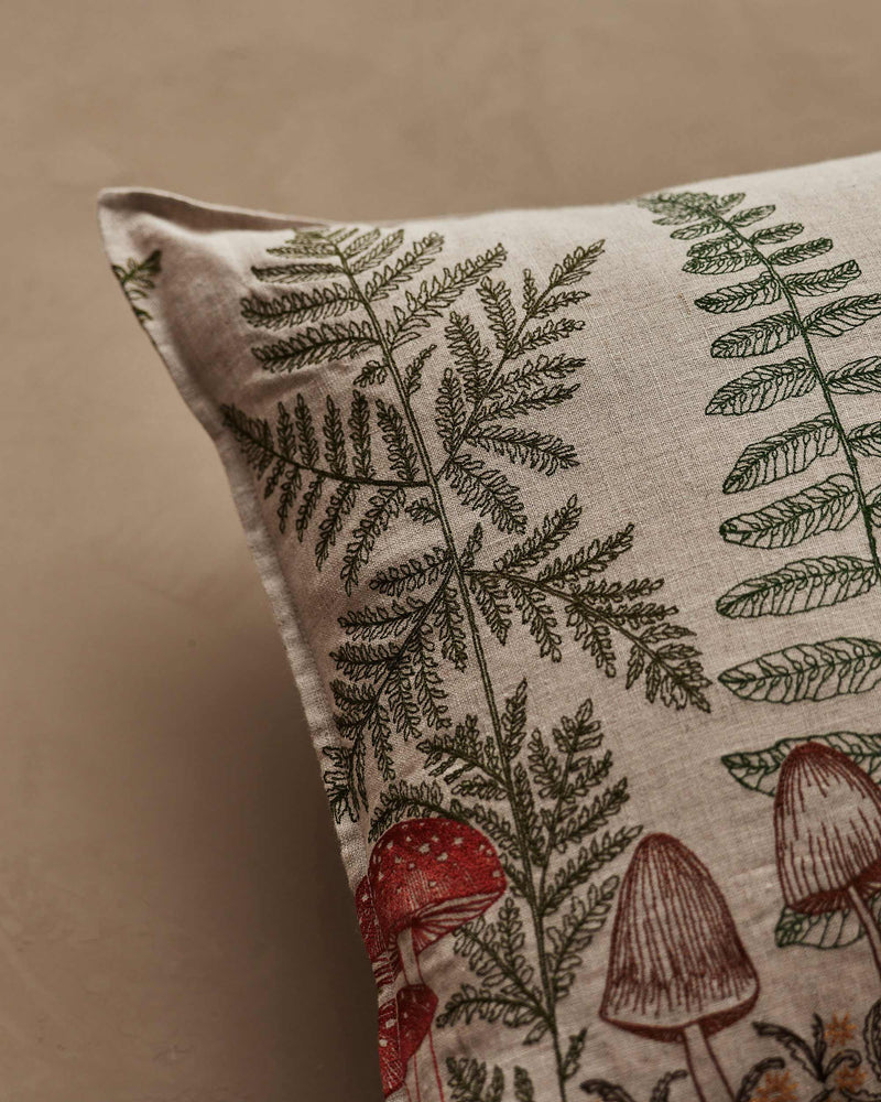 Mushrooms and Ferns Lumbar Pillow