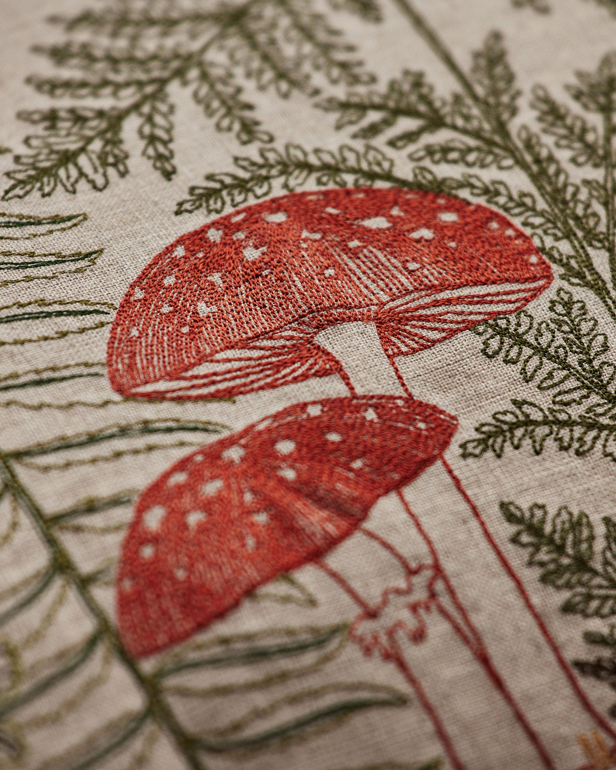 Mushrooms and Ferns Lumbar Pillow