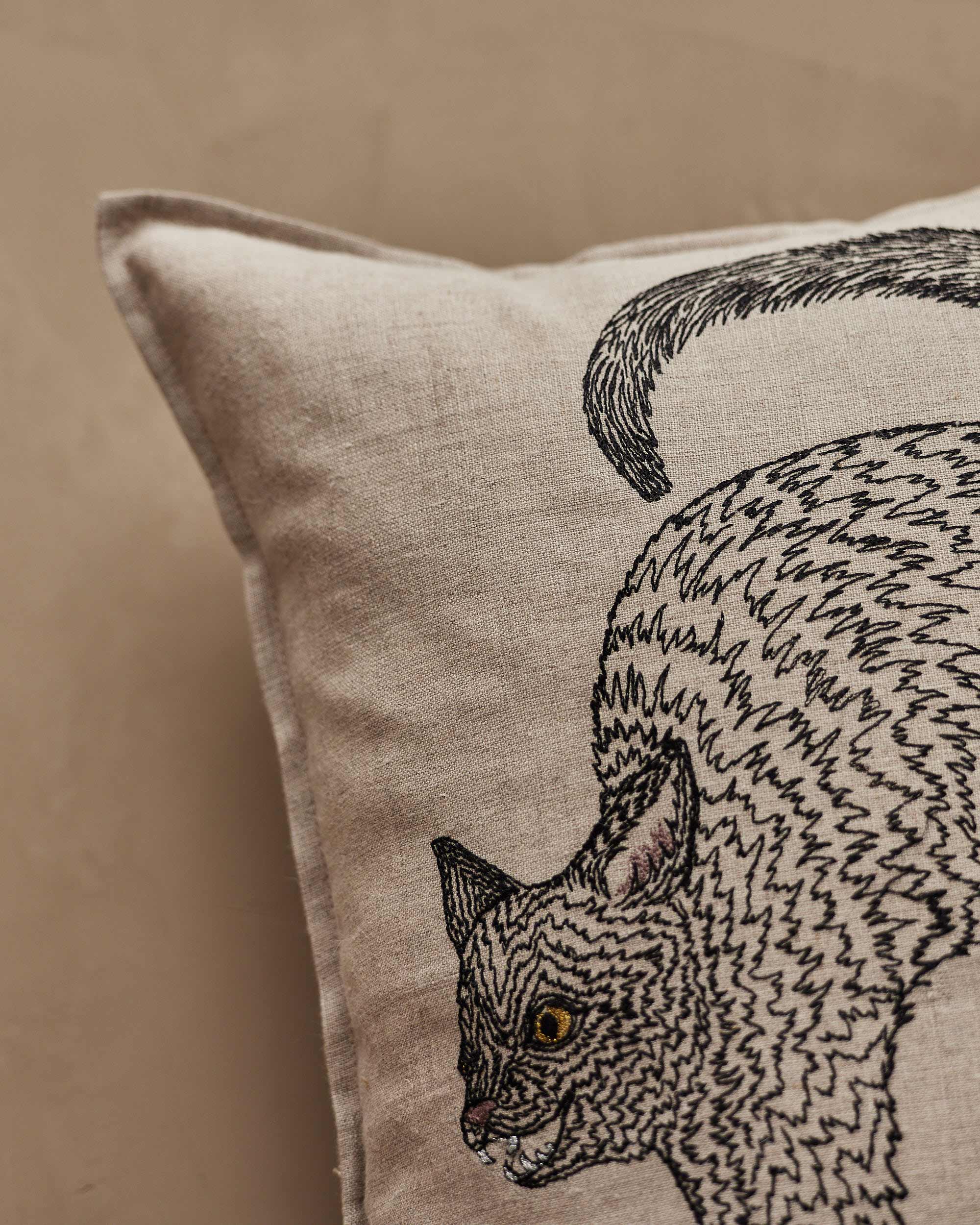 Scaredy Black Cat Pillow