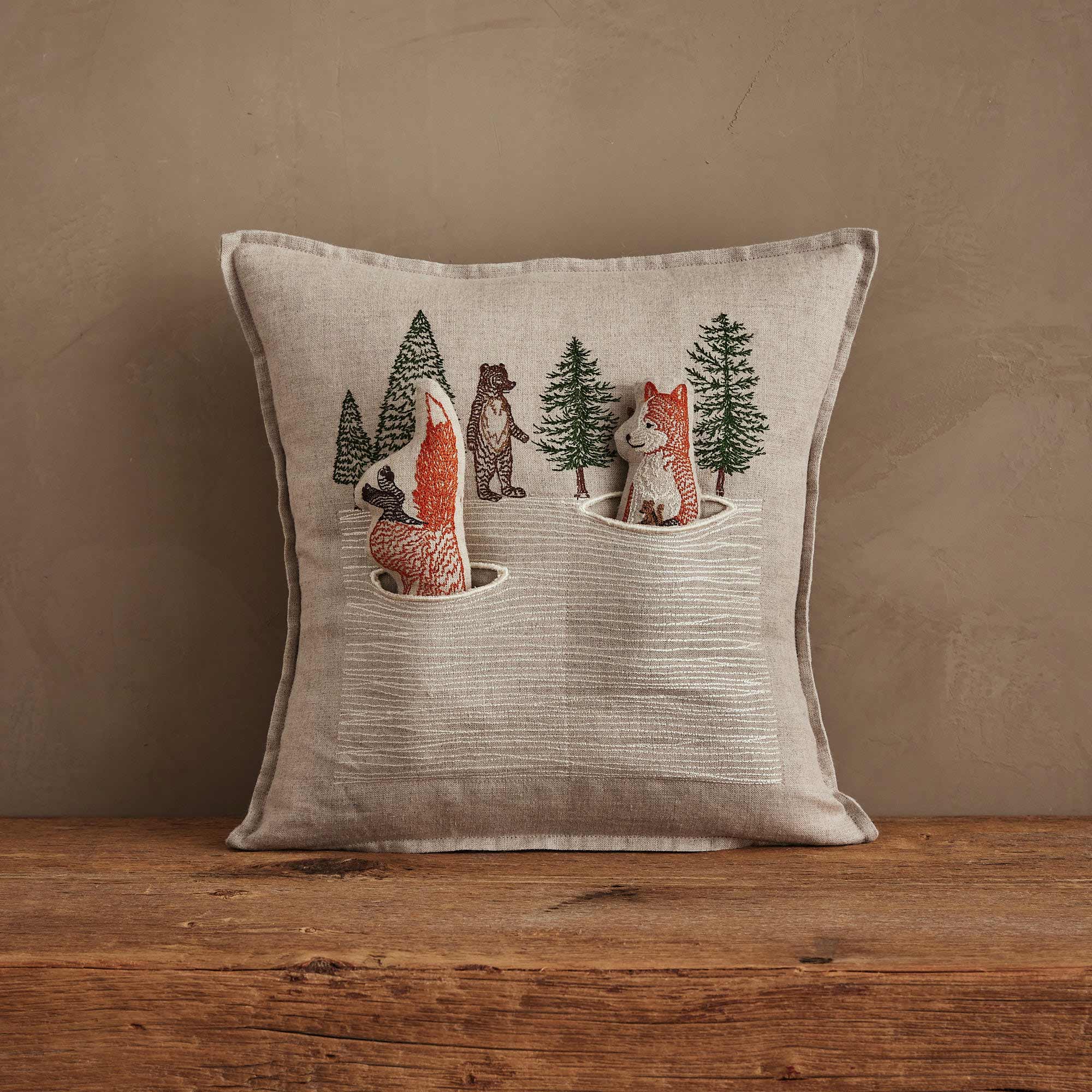 Winter Foxes Pocket Pillow