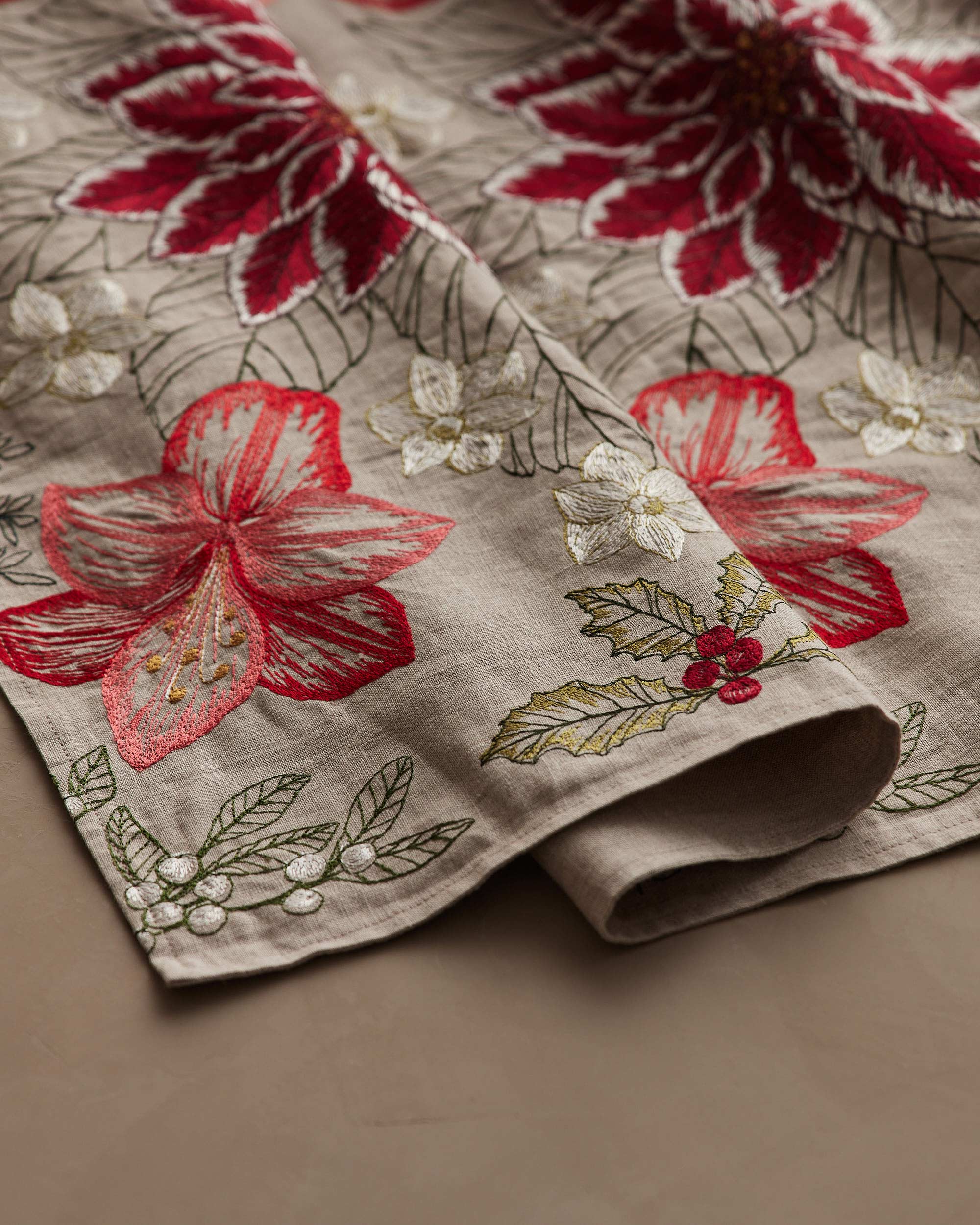 Christmas Flowers Table Runner