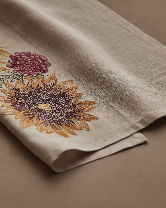 Autumn Sunflower Tea Towel