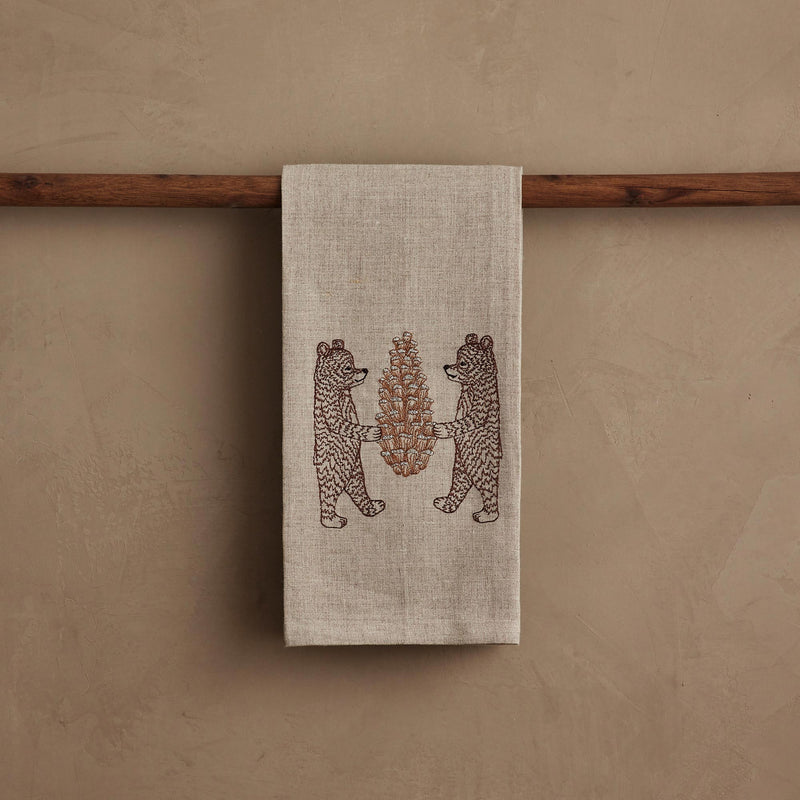 Bears with Pinecone Tea Towel