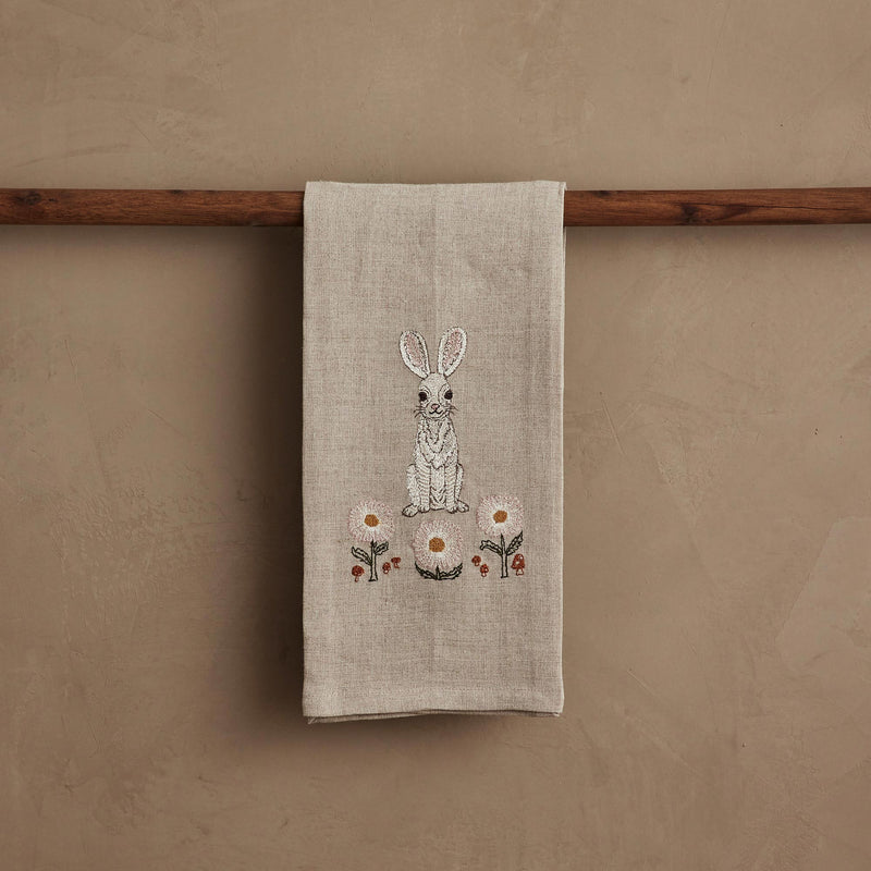 Bunny and Daisies Tea Towel