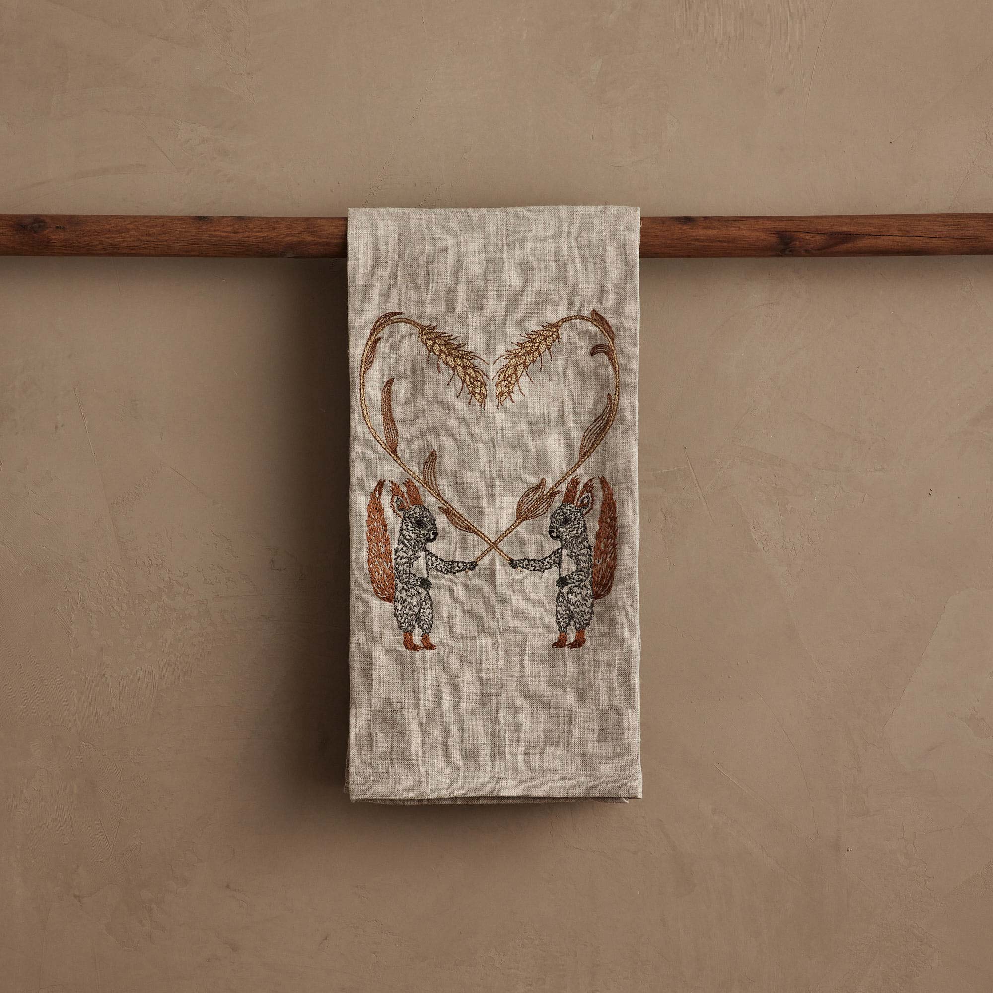 Squirrels with Wheat Tea Towel | Coral & Tusk