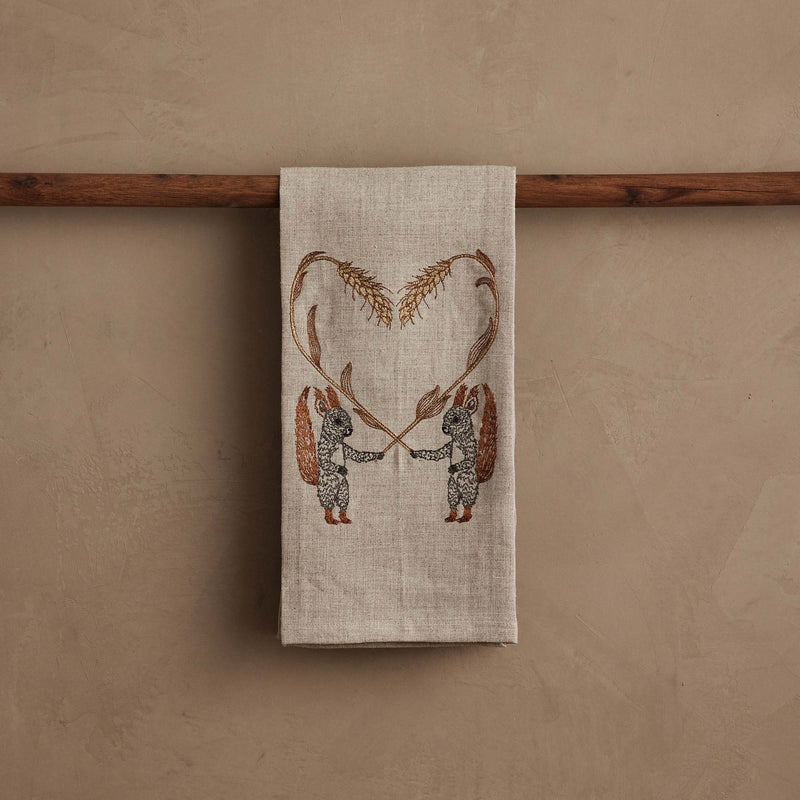 Squirrels with Wheat Tea Towel | Coral & Tusk