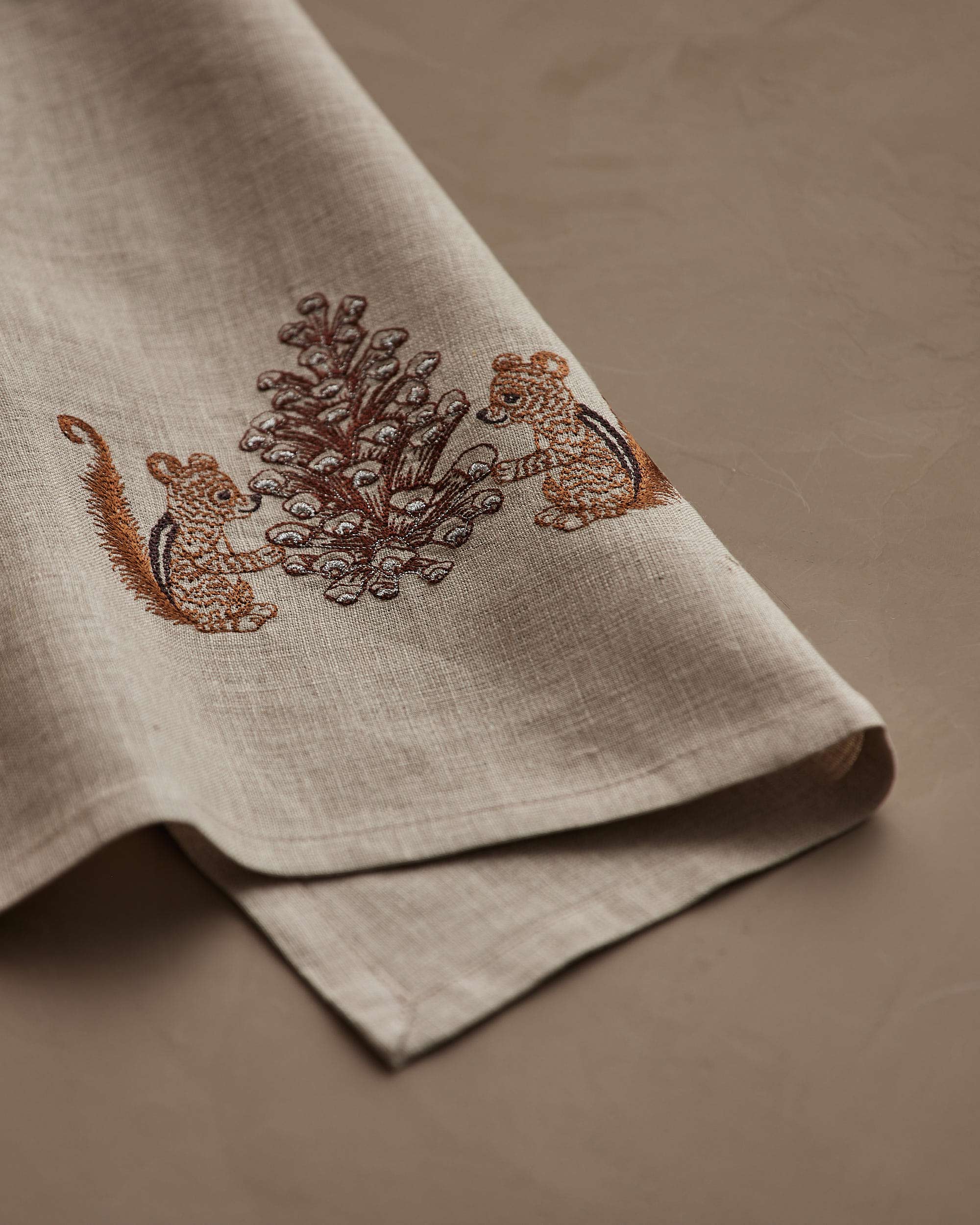 Chipmunks with Pinecone Tea Towel | Coral & Tusk