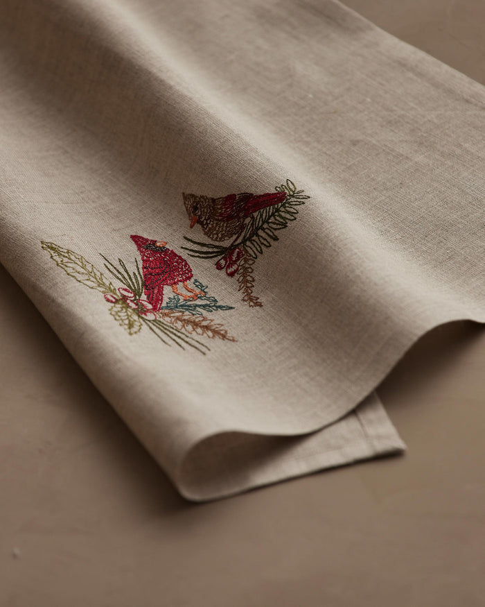 Christmas Cardinals Tea Towel