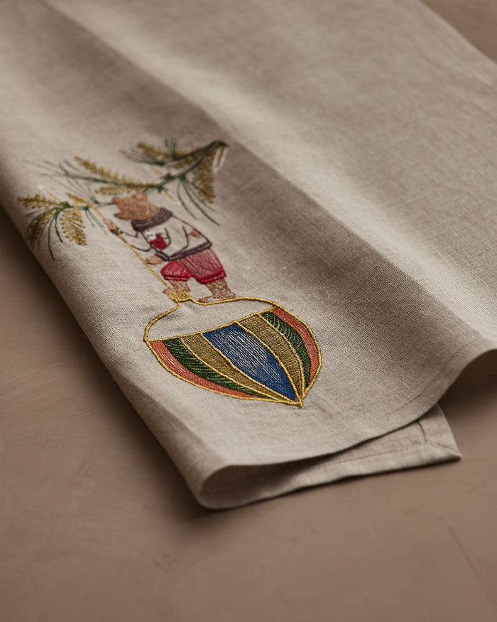 Deck the Halls Bear Tea Towel