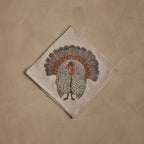 Coral & Tusk Wild Turkey embroidered linen 20 × 20-inch folded dinner napkin featuring a detailed embroidered wild turkey design.