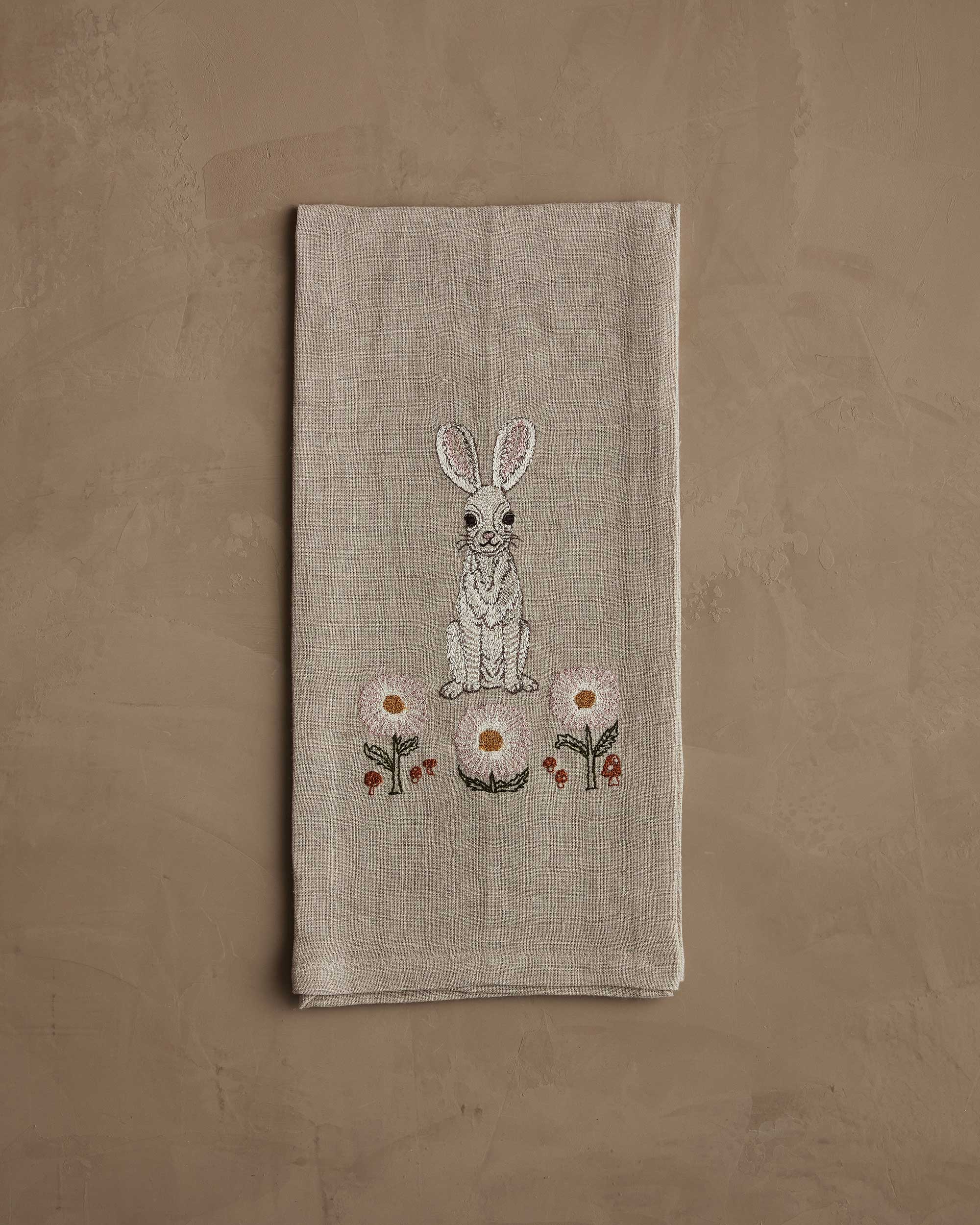 Bunny and Daisies Tea Towel