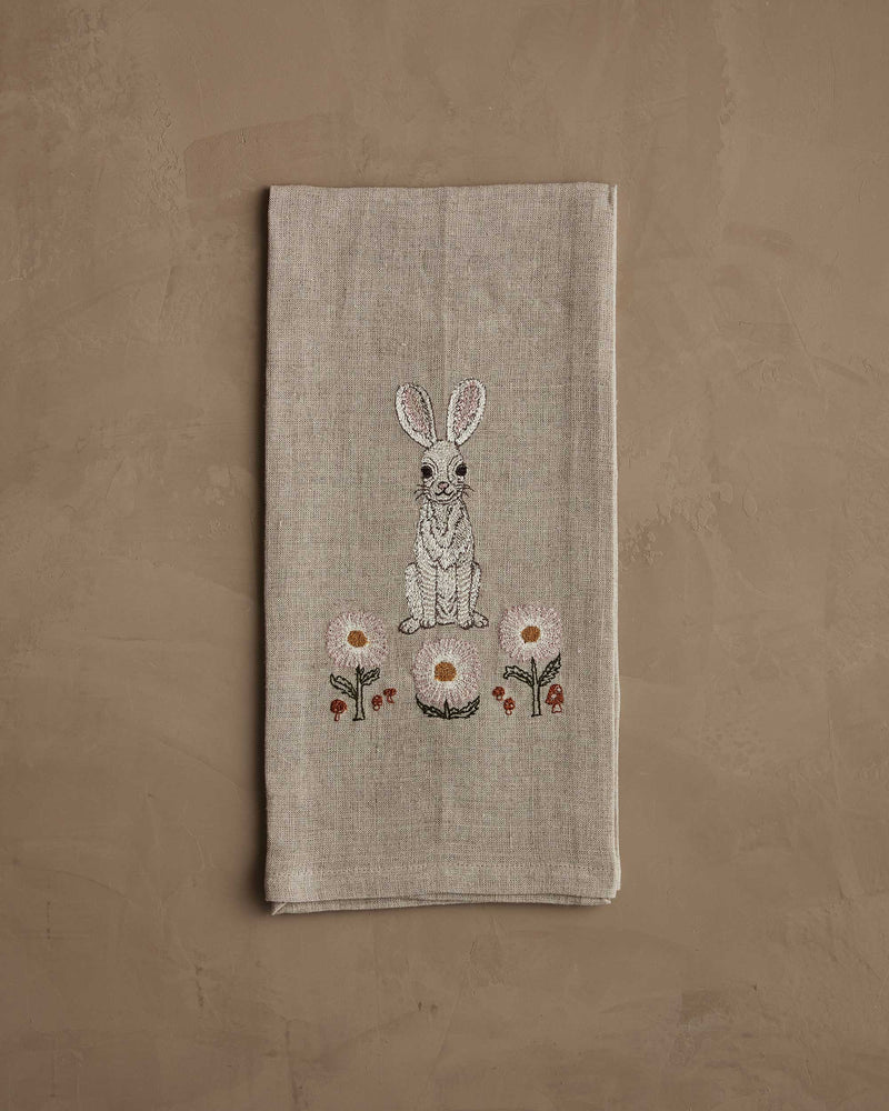 Bunny and Daisies Tea Towel