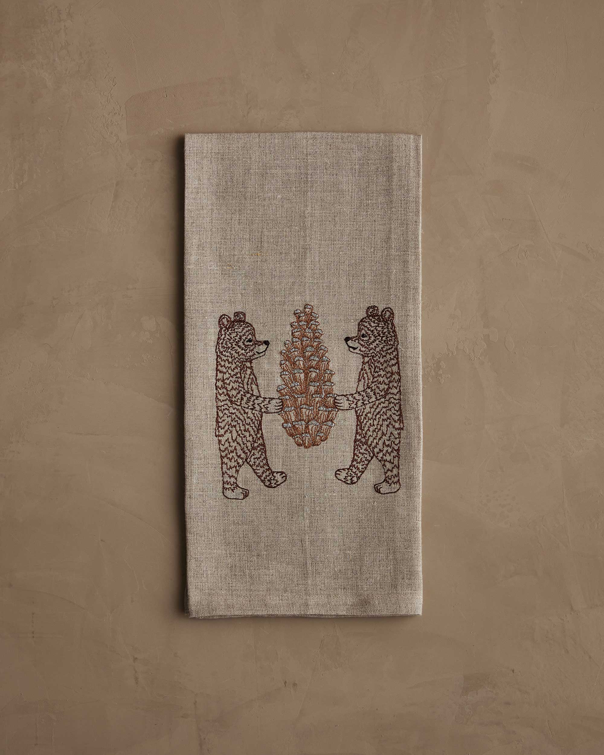Bears with Pinecone Tea Towel
