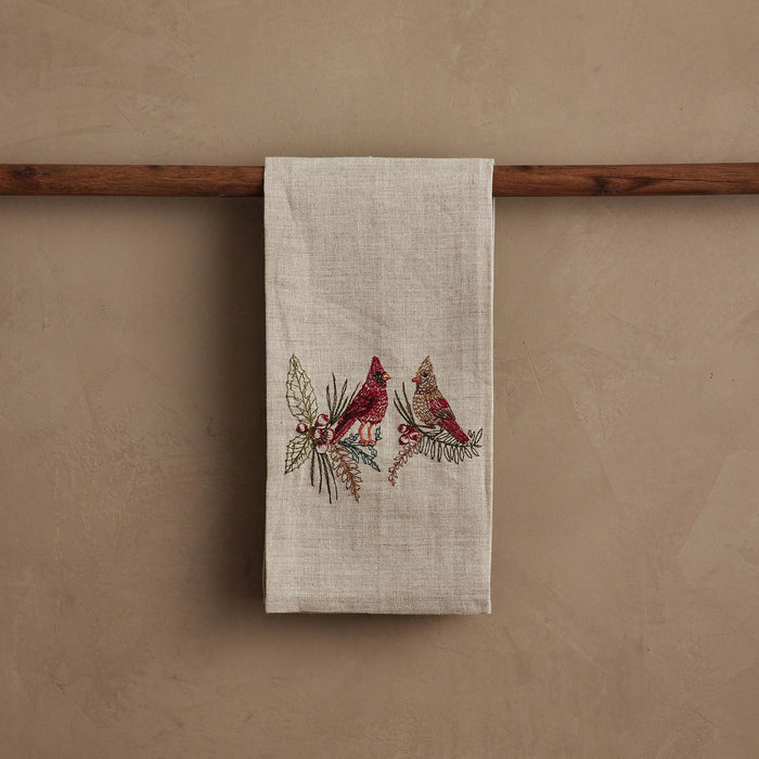 Christmas Cardinals Tea Towel