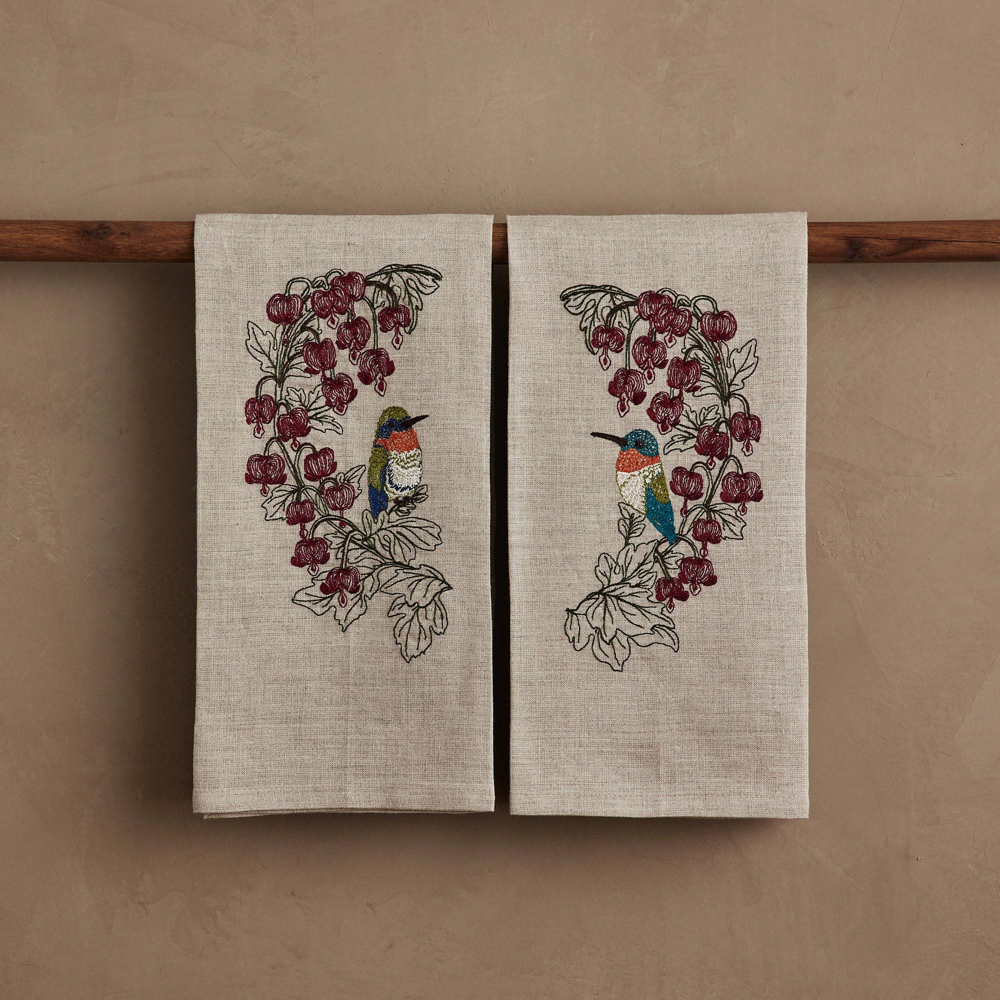 Hummingbird Hearts Set of Two Tea Towels