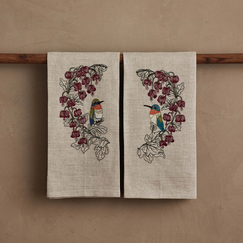 Hummingbird Hearts Set of Two Tea Towels