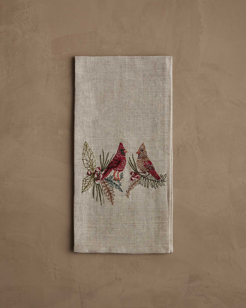 Christmas Cardinals Tea Towel