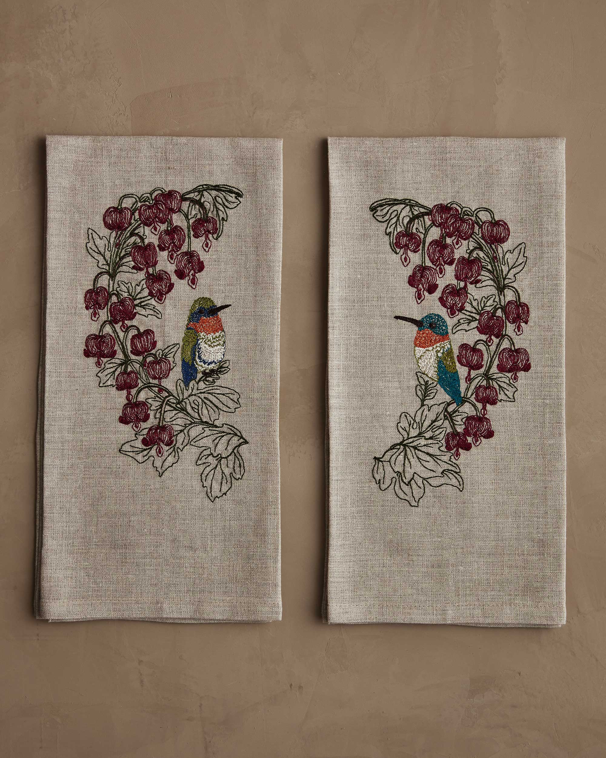 Hummingbird Hearts Set of Two Tea Towels