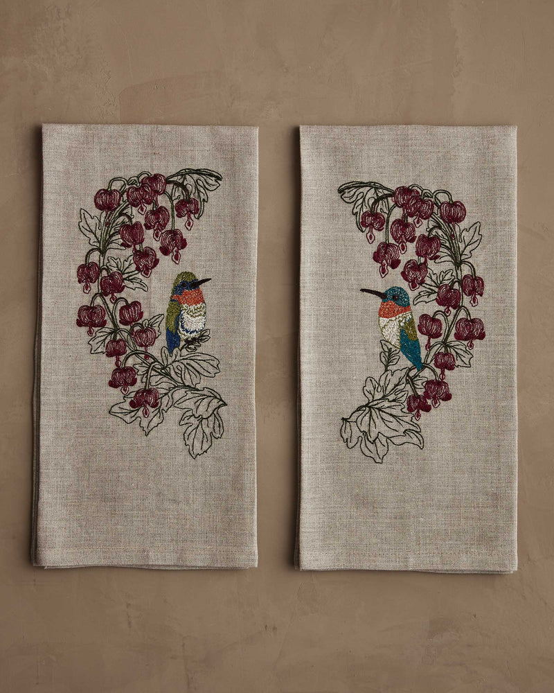 Hummingbird Hearts Set of Two Tea Towels