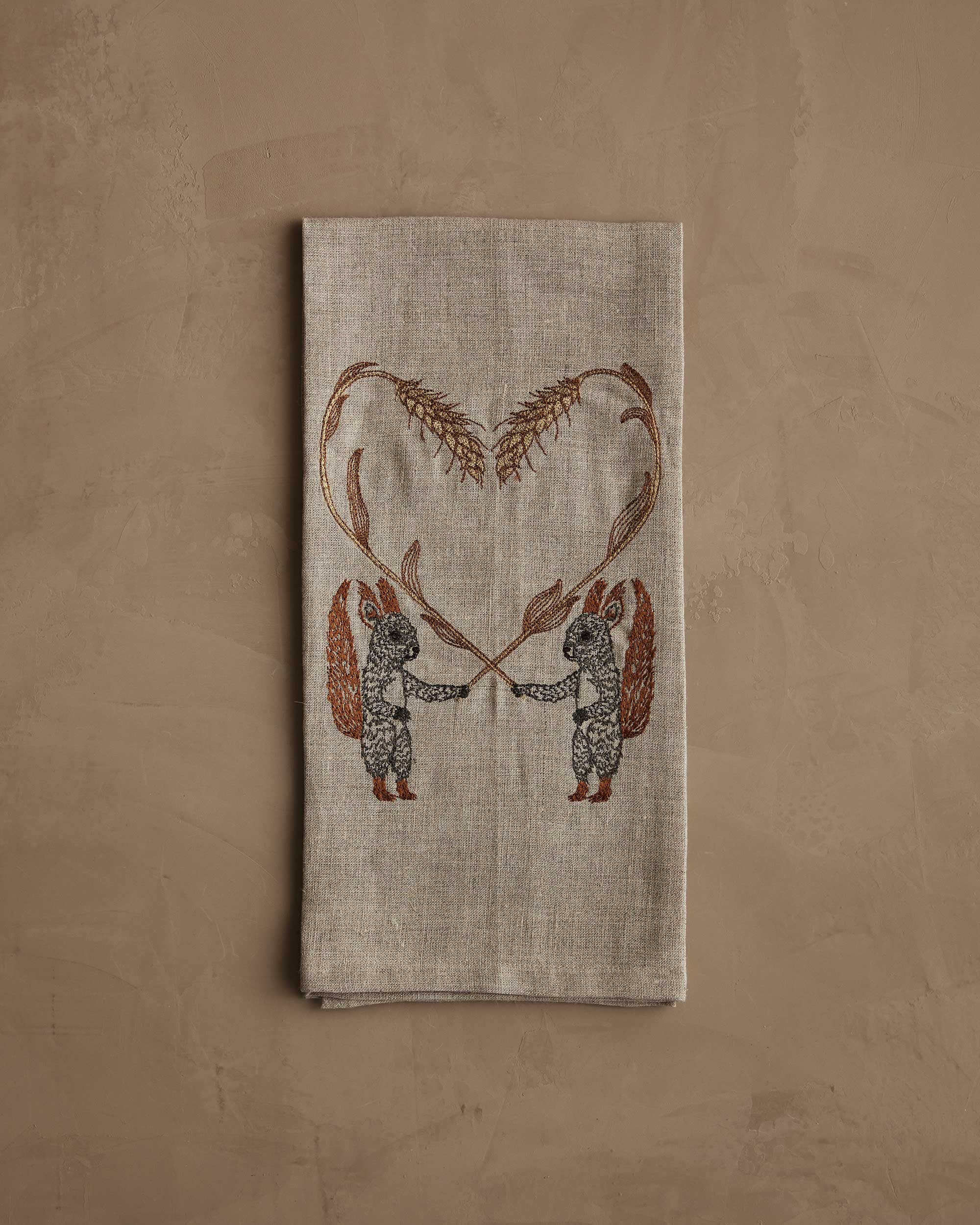 Squirrels with Wheat Tea Towel | Coral & Tusk
