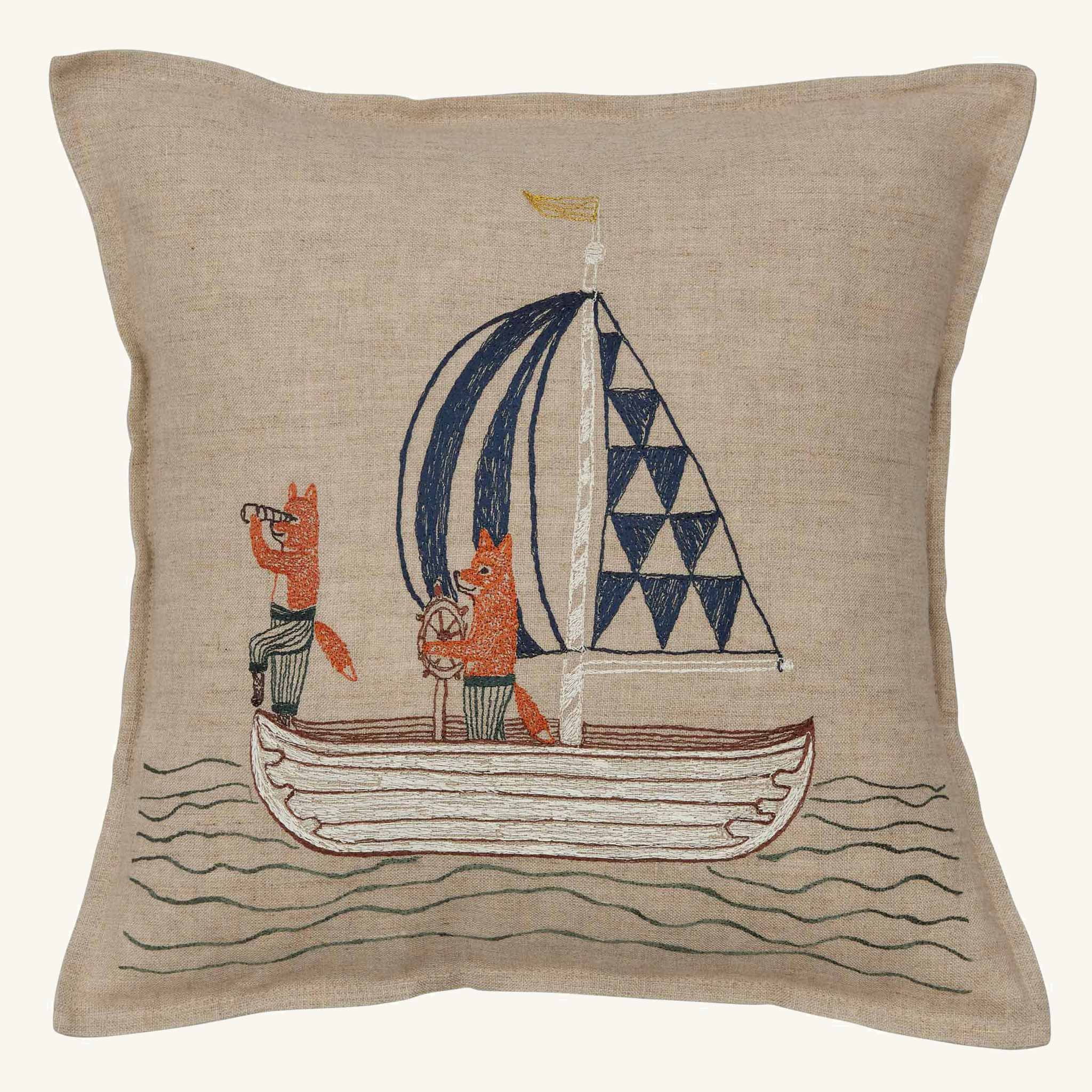 Sailing Foxes Pillow | Coral & Tusk
