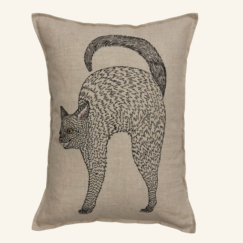 Scaredy Black Cat Pillow