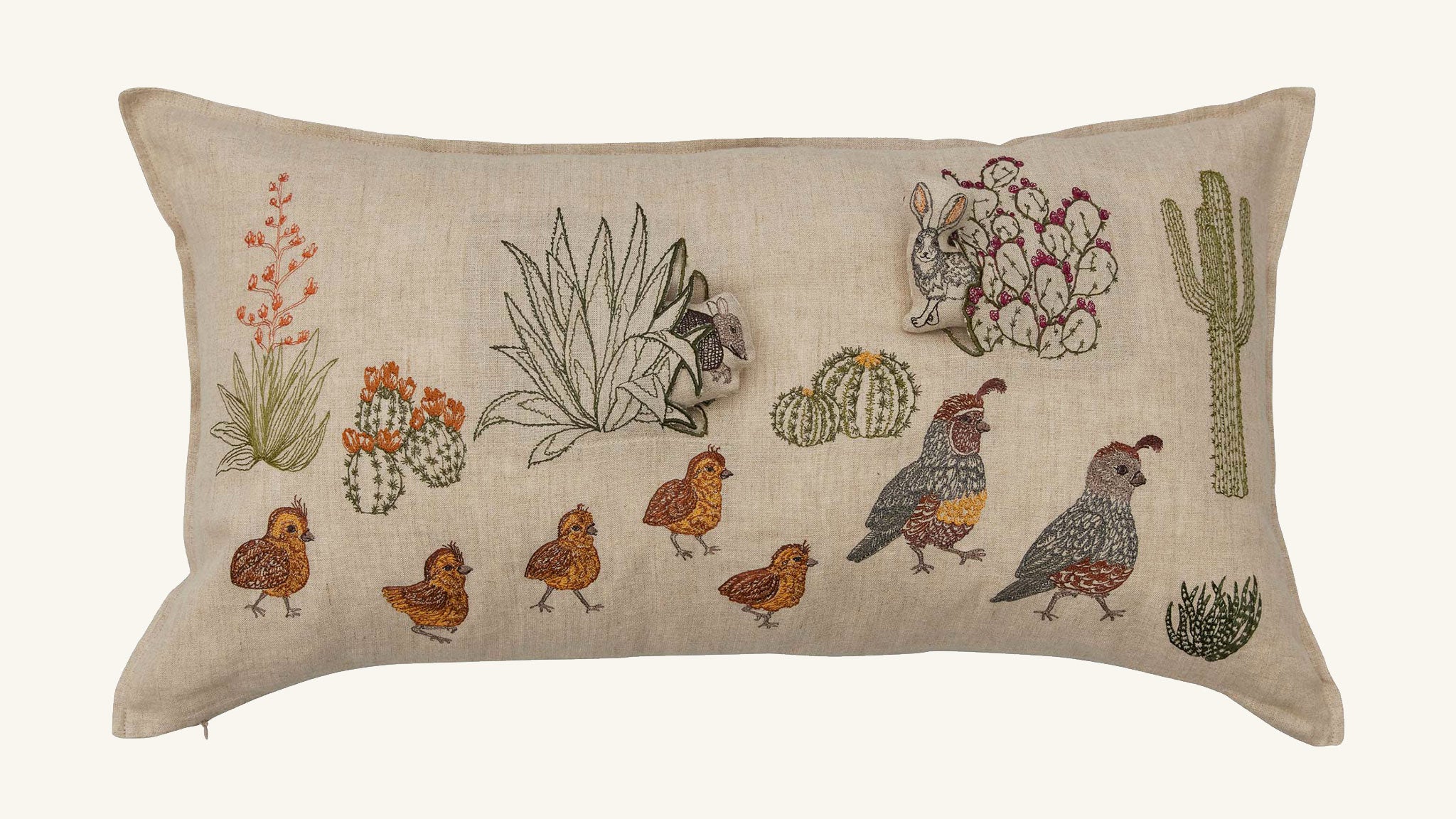 Desert Quail Crossing Pocket Pillow