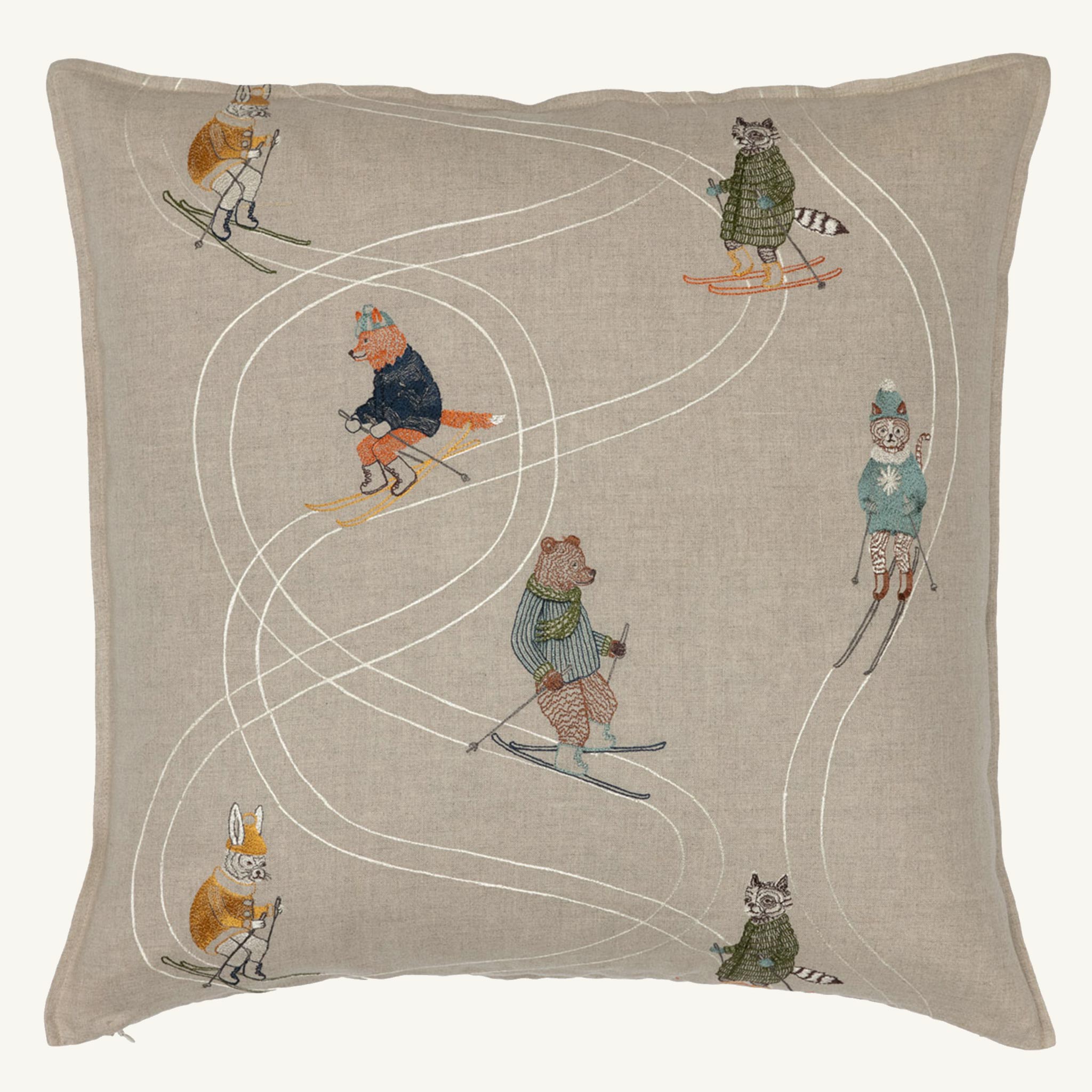 Downhill Skiers Pillow