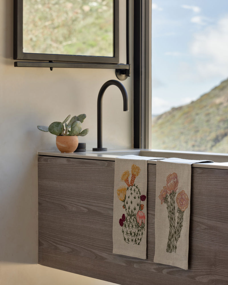 Prickly Pear Cactus Bloom Tea Towel