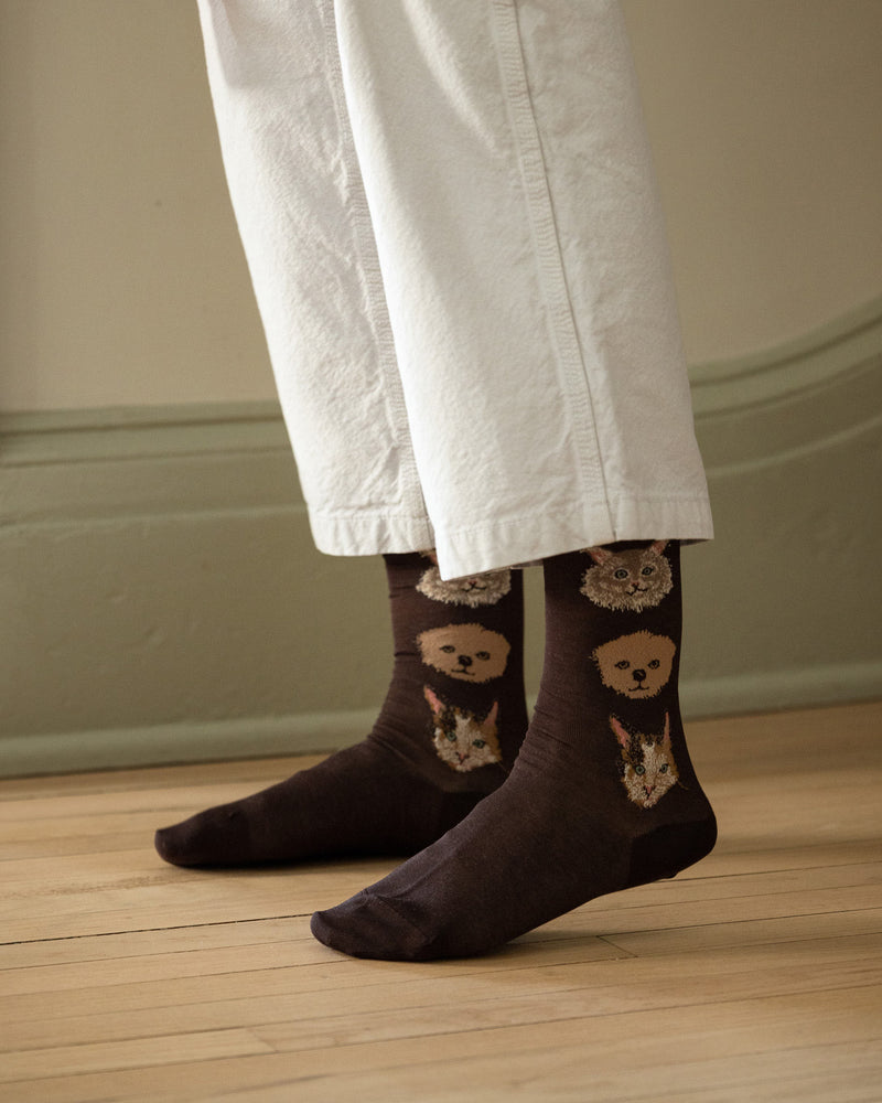 Coral & Tusk x Antipast Cats and Dogs Brown Socks