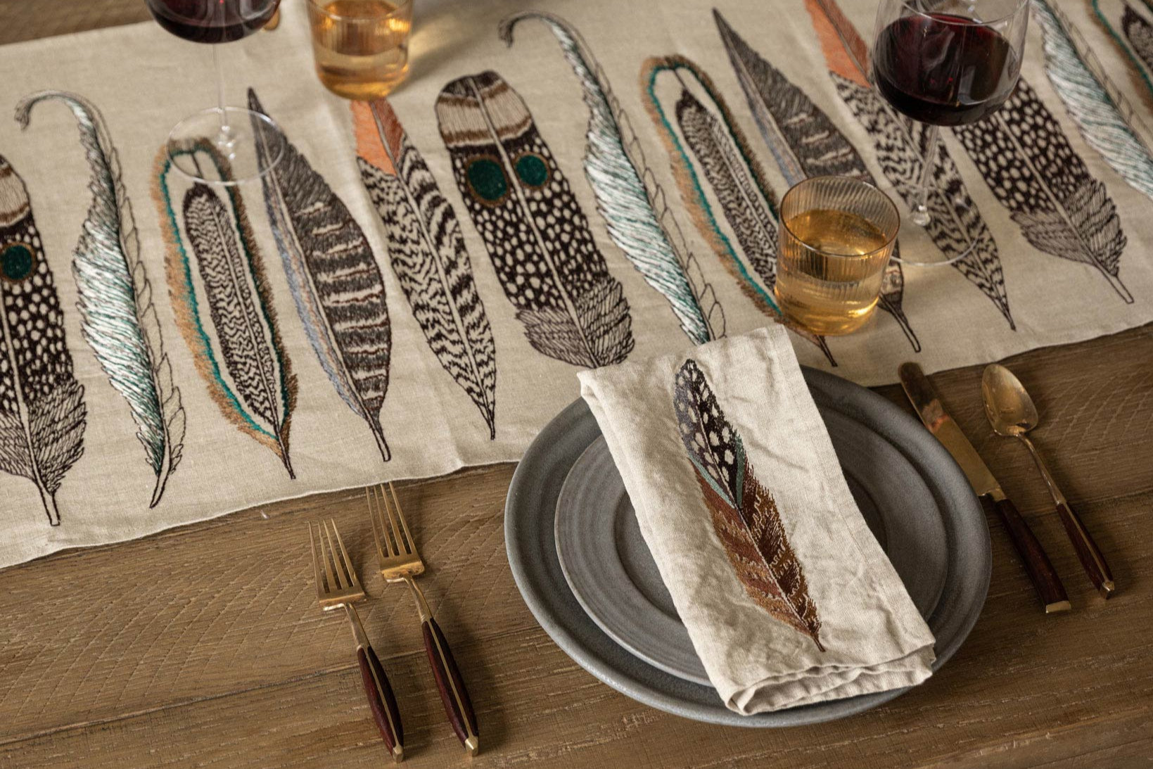 Fowl Feather Dinner Napkin | Coral & Tusk
