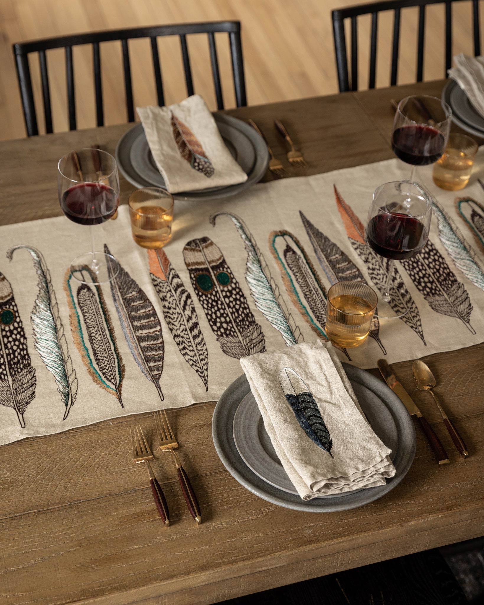 Blue Jay Feather Dinner Napkin