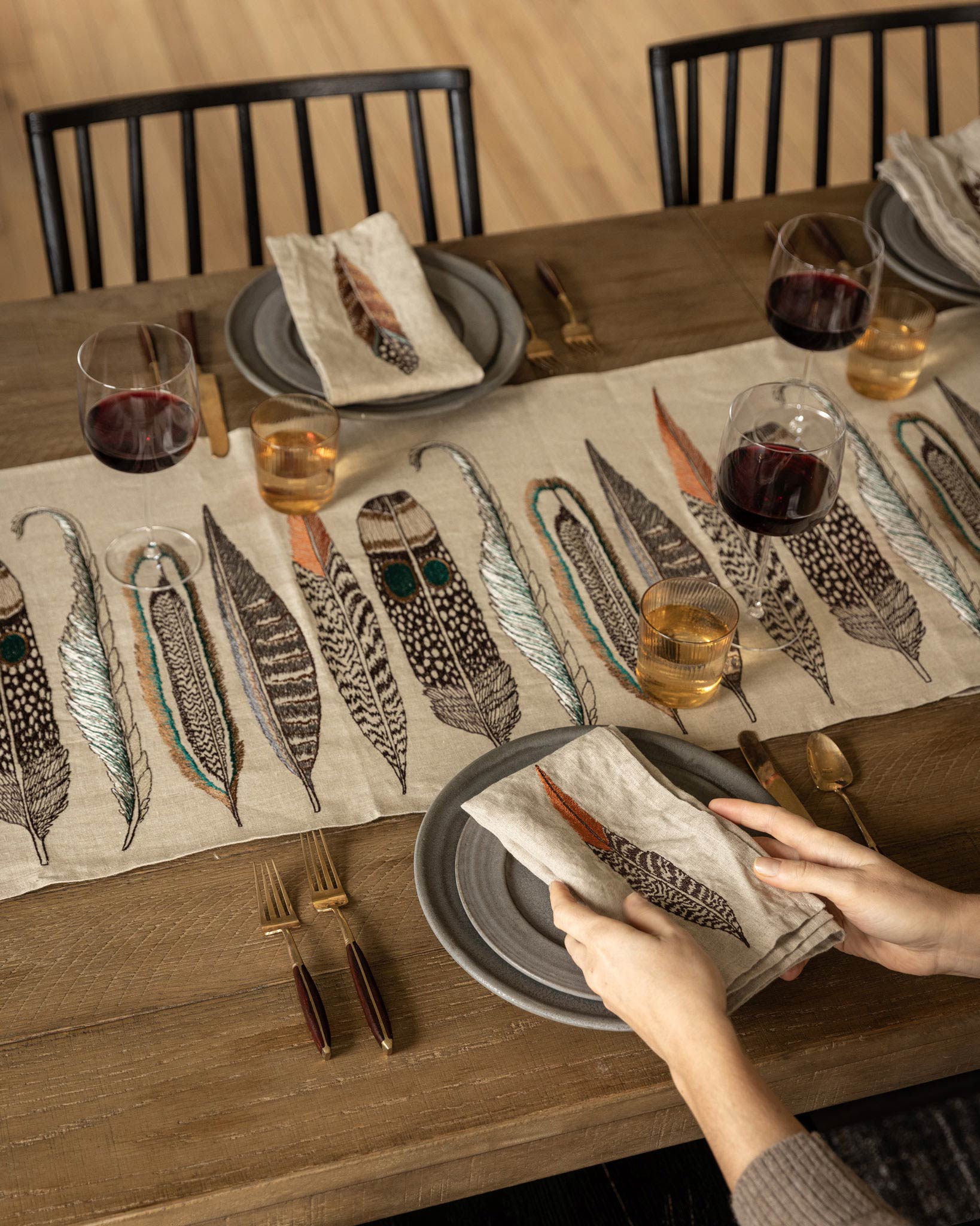 Pheasant Feather Dinner Napkin
