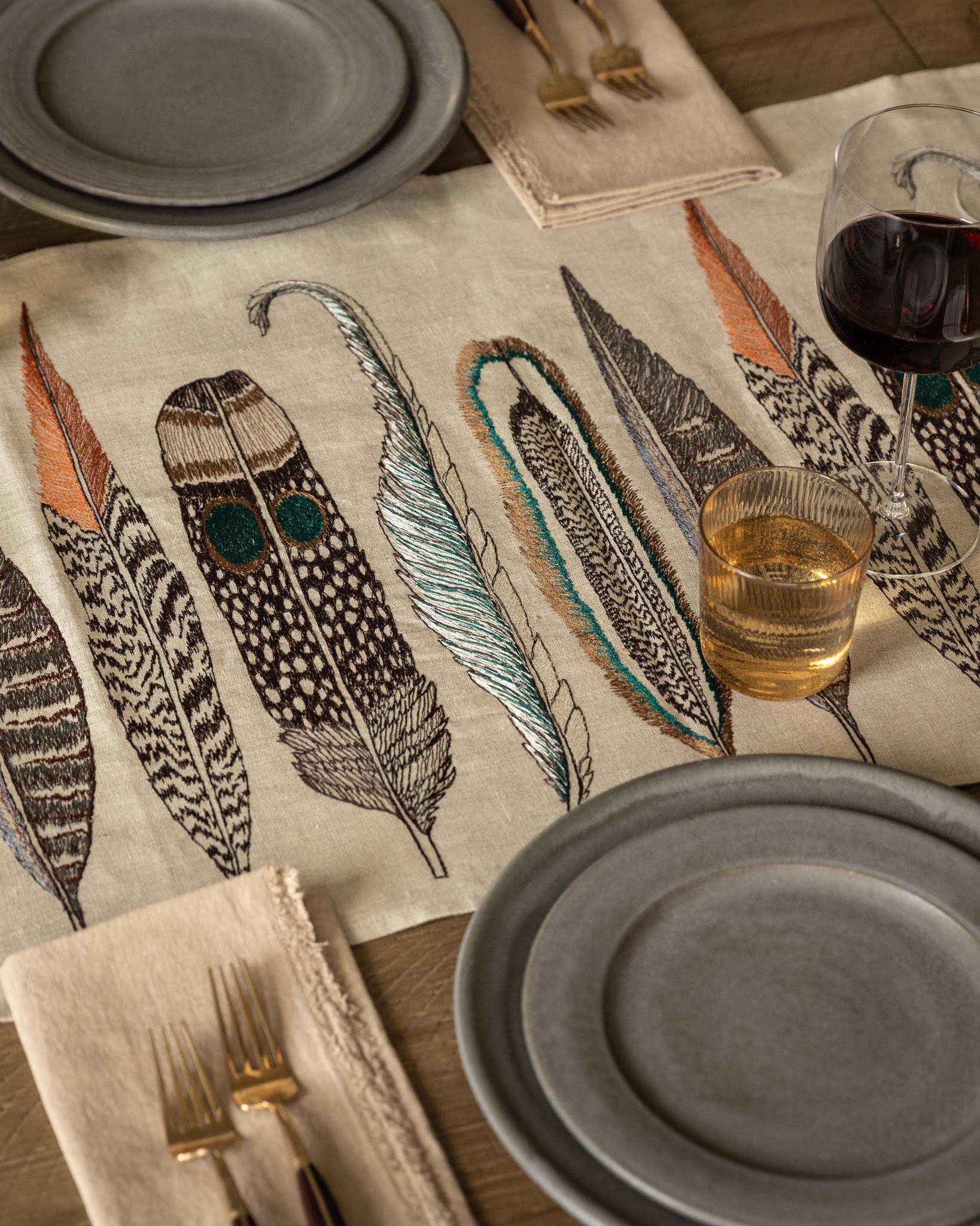 Feathers Table Runner | Coral & Tusk