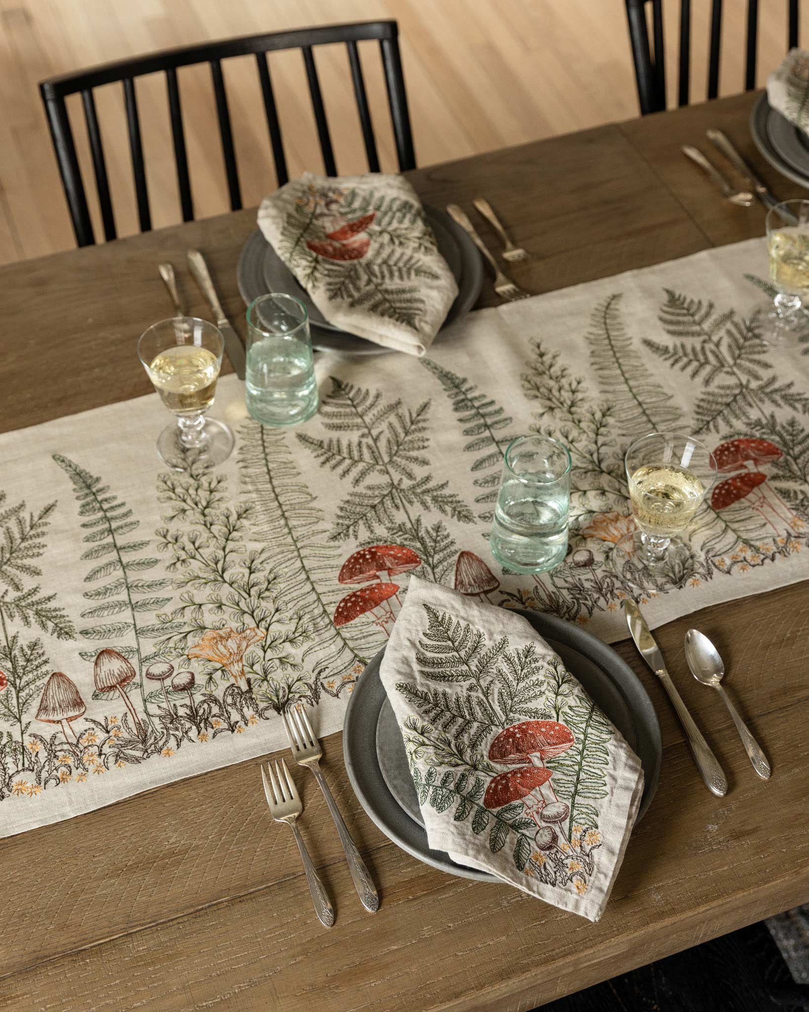 Mushrooms and Ferns Table Linens Set