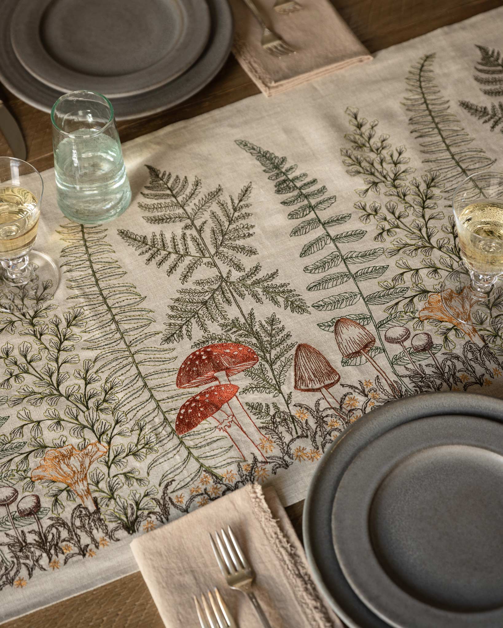 Mushrooms and Ferns Table Runner