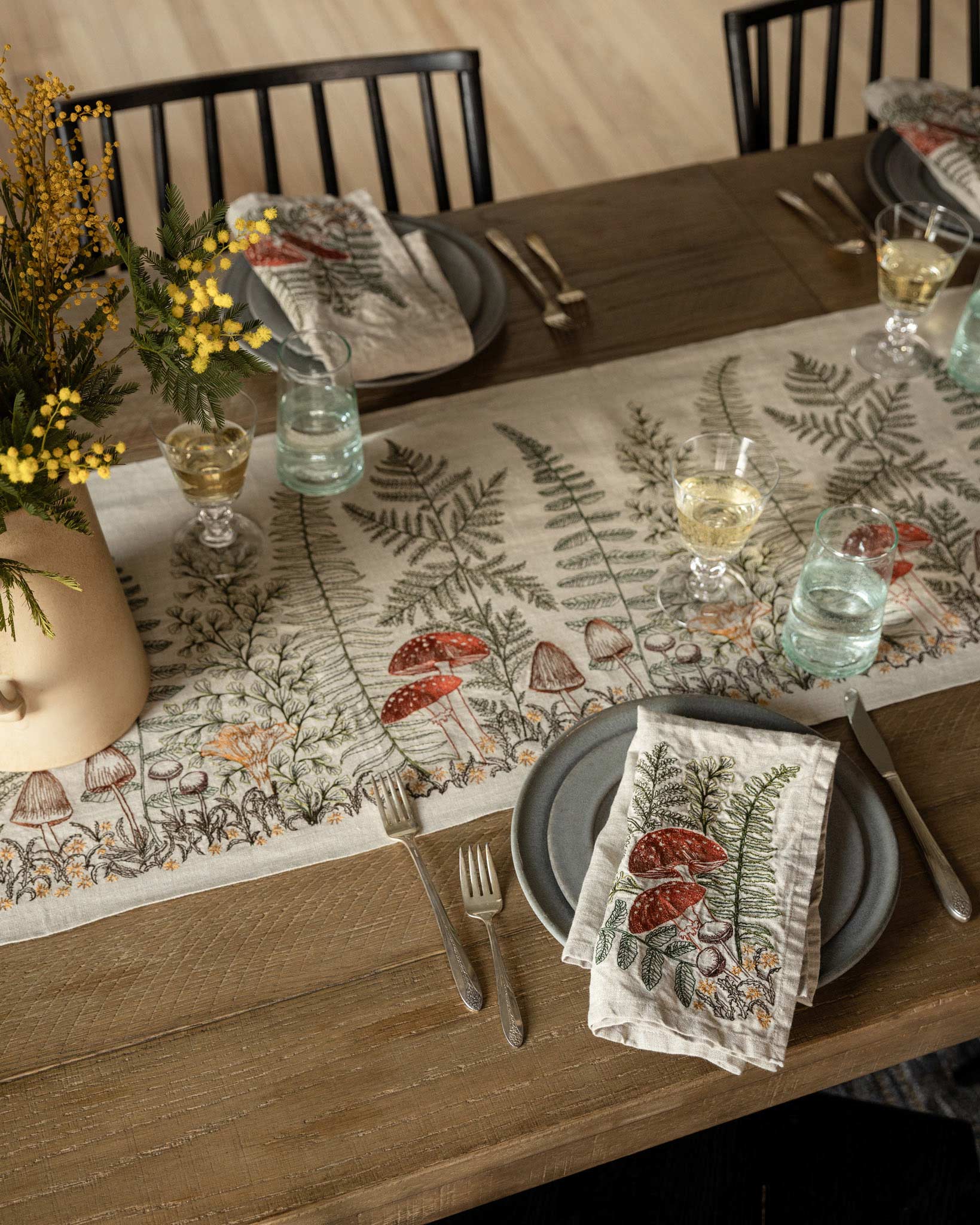 Mushrooms and Ferns Table Runner | Coral & Tusk