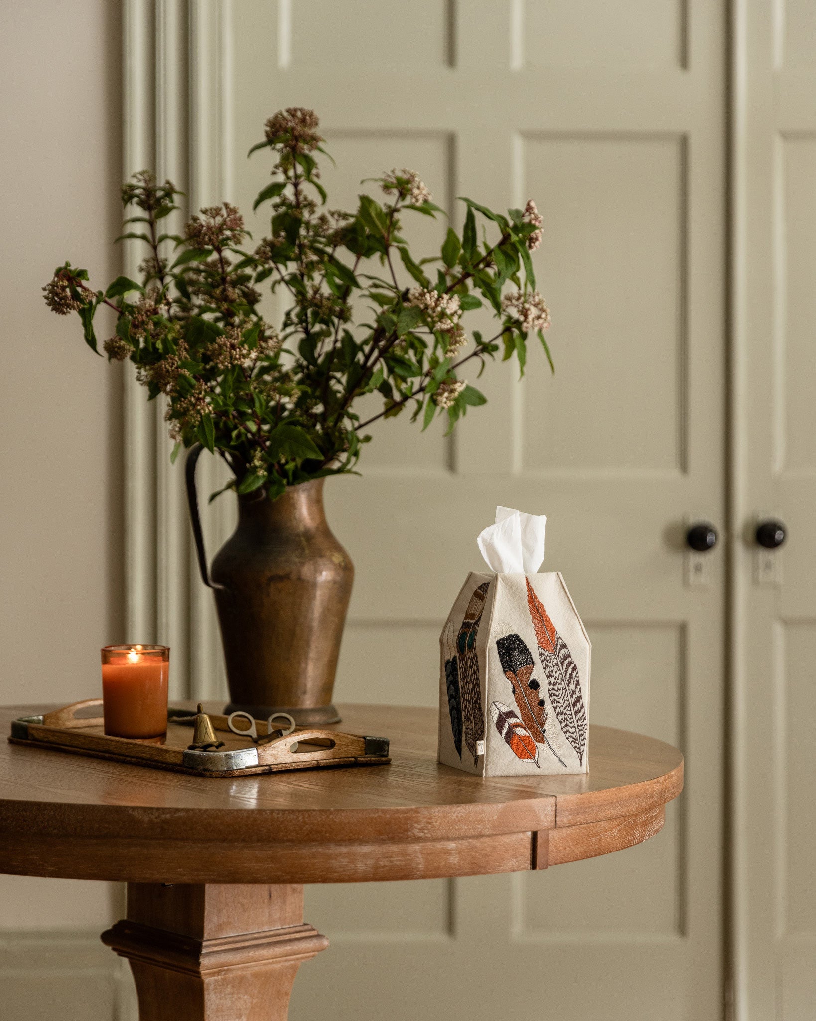 Feathers Tissue Box Cover | Coral & Tusk