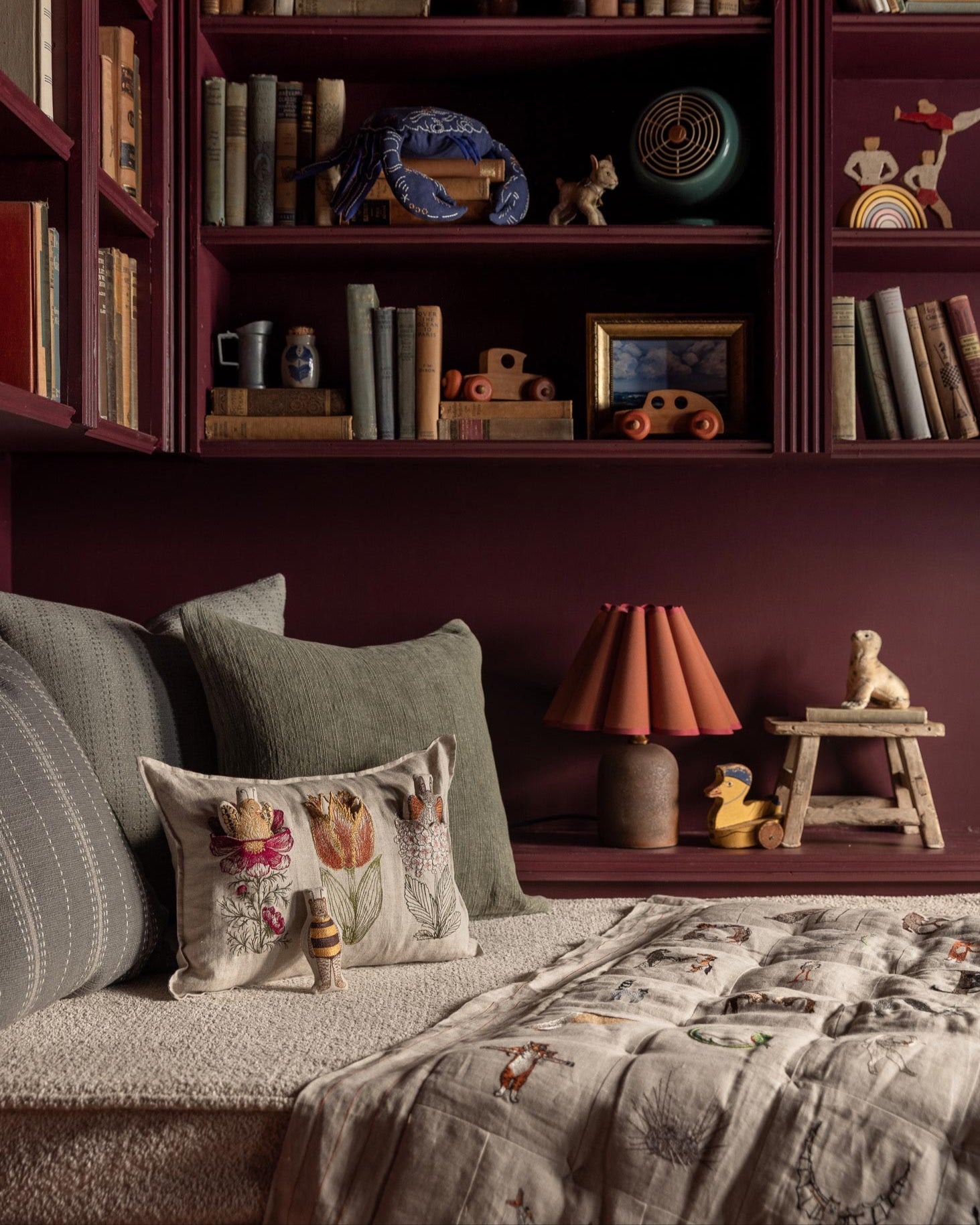 Coral & Tusk embroidered Flower Friends Pocket Pillow with fairy pals