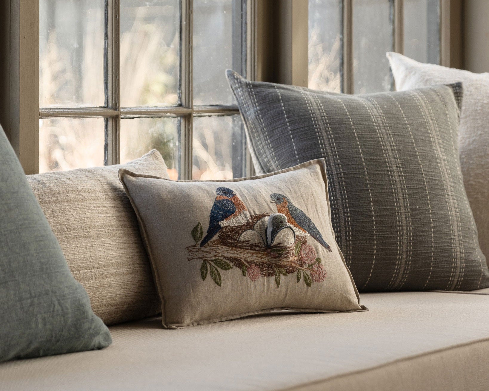 Bluebird Nest Pocket Pillow