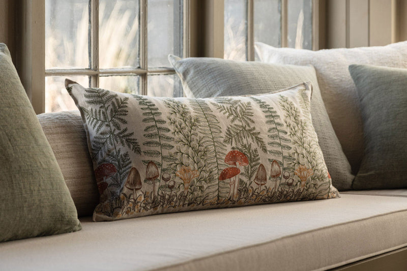 Mushrooms and Ferns Lumbar Pillow