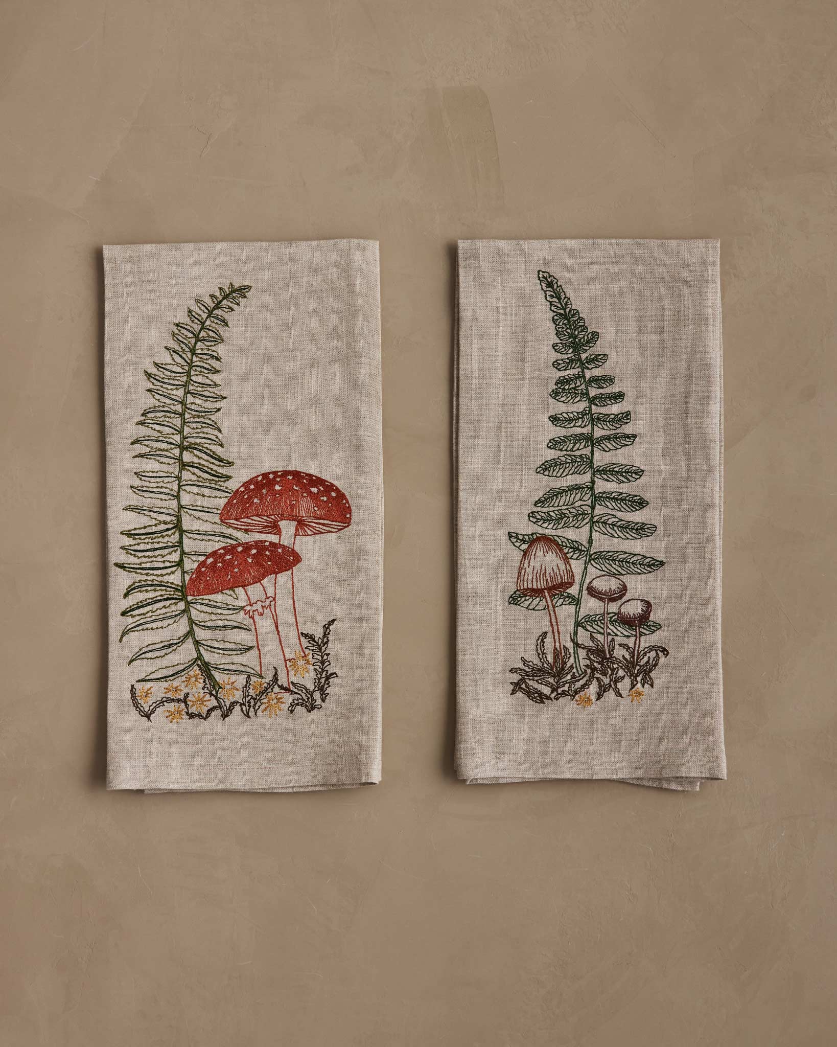 Mushrooms and Ferns Tea Towel Set