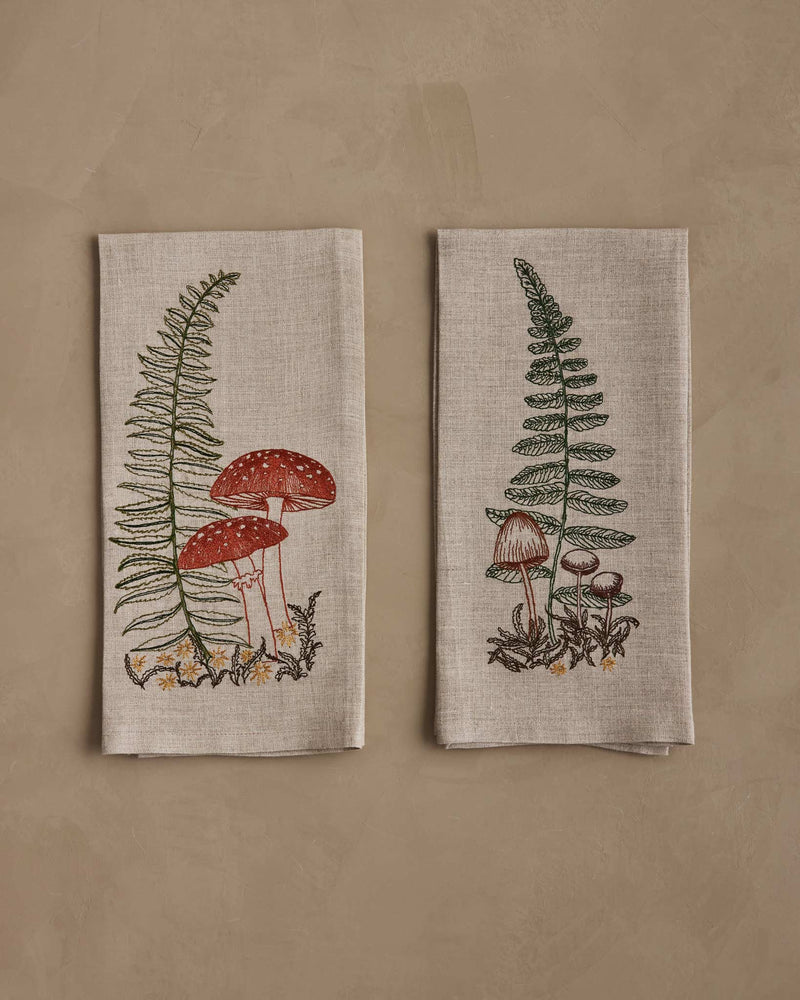 Mushrooms and Ferns Tea Towel Set