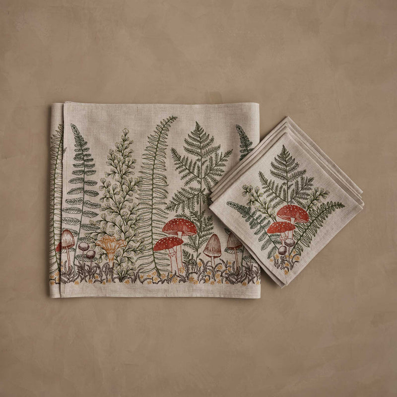 Mushrooms and Ferns Table Linens Set
