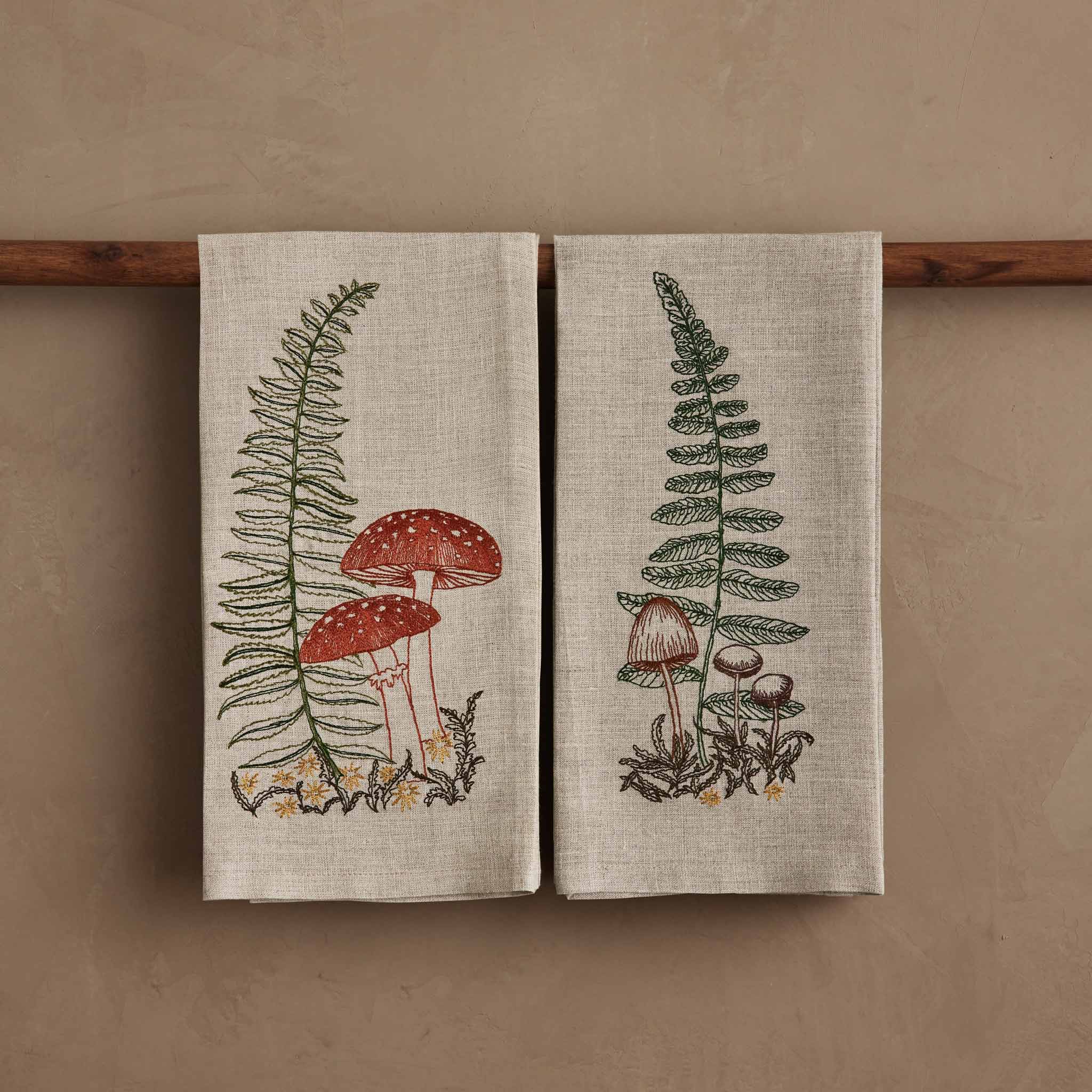 Mushrooms and Ferns Tea Towel Set