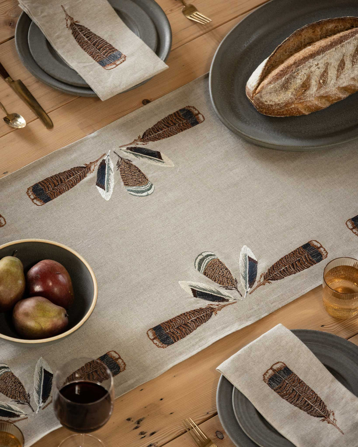 Turkey Feather Border Table Runner